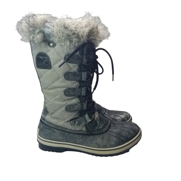 Sorel Tofini tall waterproof gray faux fur boots - Picture 1 of 15